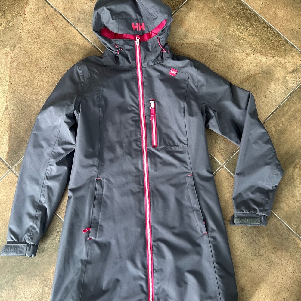 Helly Hansen Gray Raincoat with Pink Accents